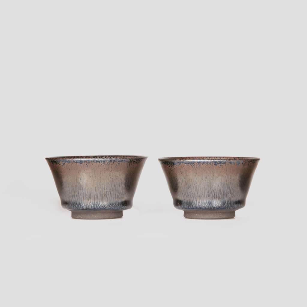 Pair of Golden Jian Ware Cups